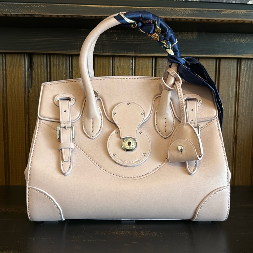 NWT Womens Ralph Lauren Soft Ricky Ballet Pink Calfskin Leather  Satchel Handbag